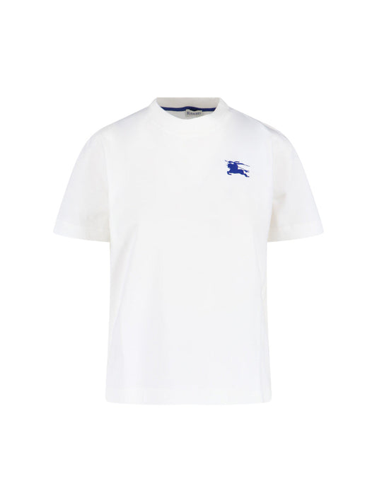 "Ekd" T-Shirt In White Cotton, Crew Neck