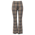 Burberry Vintage Check Flared Trousers in Beige Cotton
