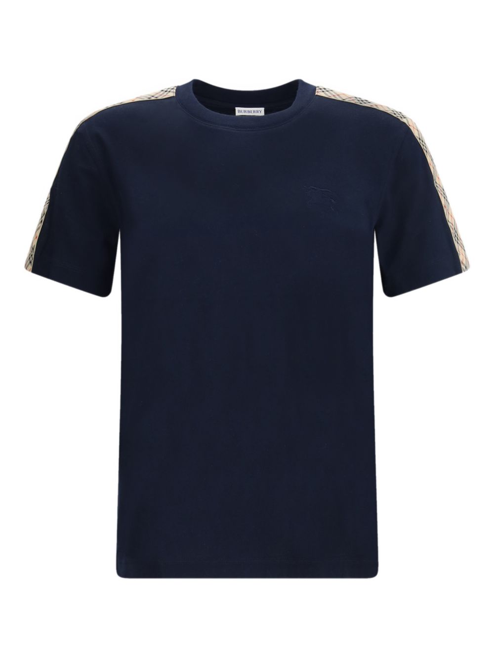 Blue Check Details Cotton T-Shirt