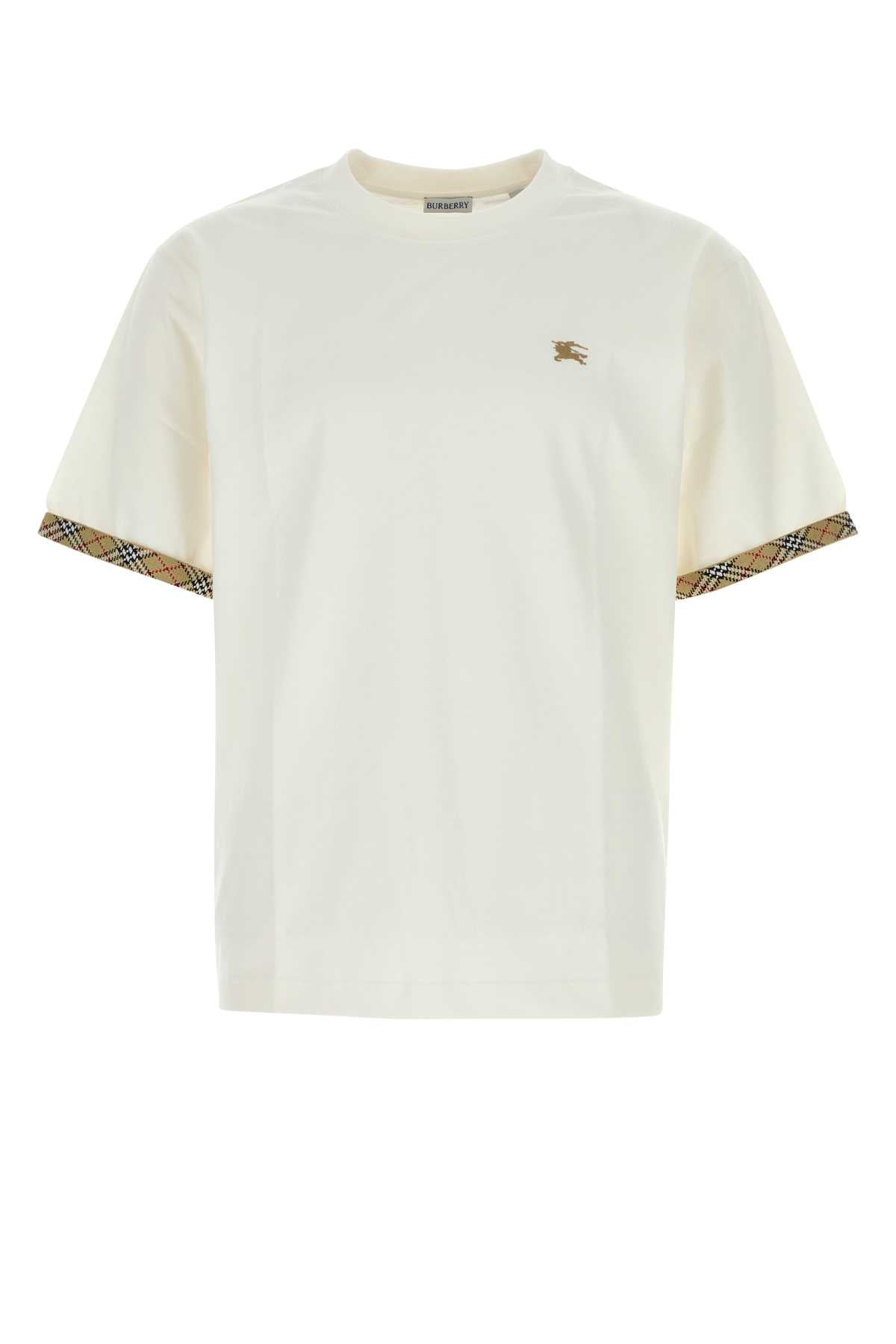 Burberry Men Ivory Cotton T-Shirt