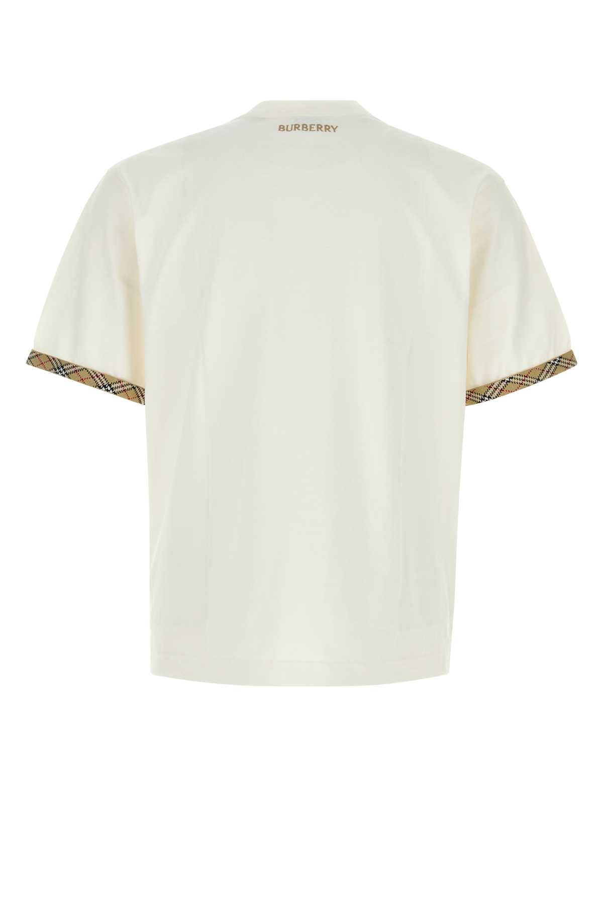Burberry Men Ivory Cotton T-Shirt