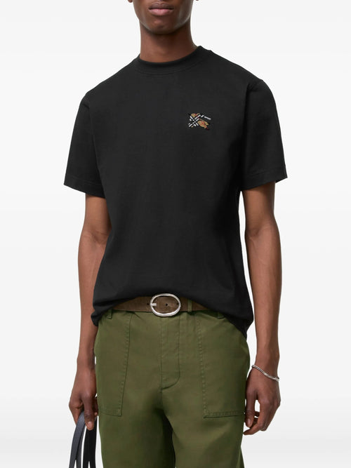 Black Seth Cotton Embroidered Logo T-Shirt