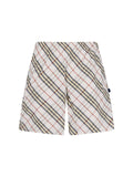 Beige Check Relaxed Drawstring Shorts