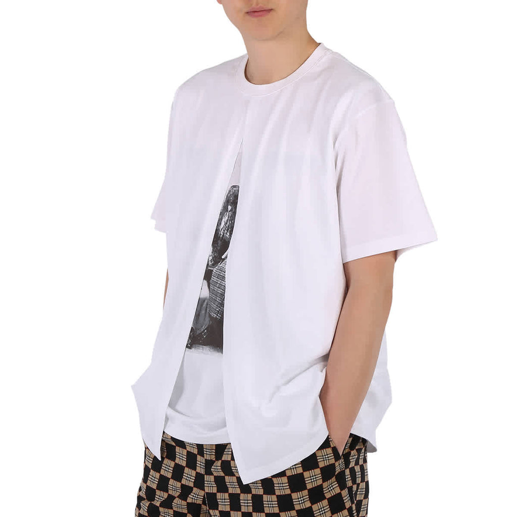 Burberry Men's Optic White Victorian Portrait Print Cotton Oversized T-shirt