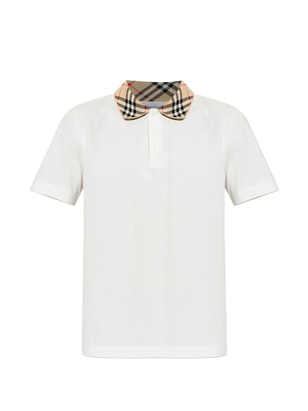 White Evan Cotton Plaid Collar Polo Shirt